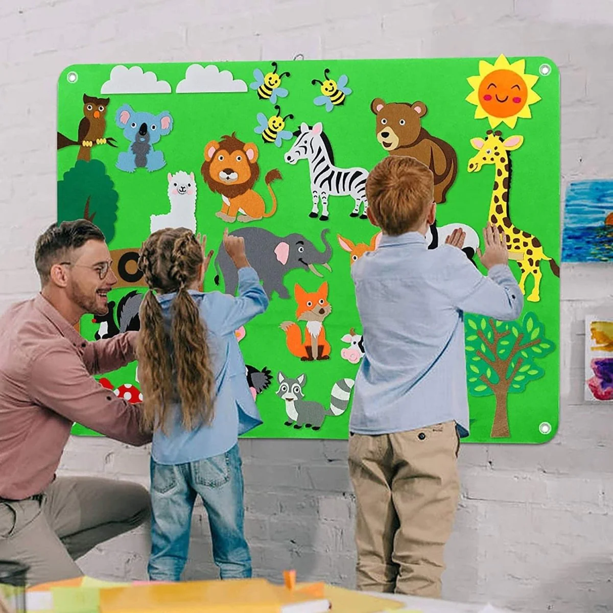 Kids Felt Animal Wall Art Learning Set