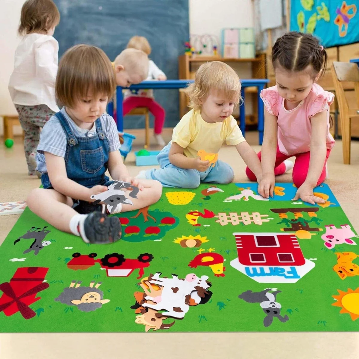 Kids Felt Animal Wall Art Learning Set