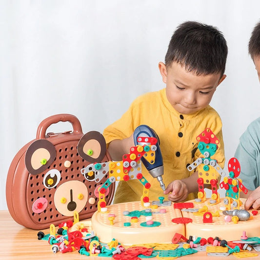 Construction Toy Set with Electric Drill Case