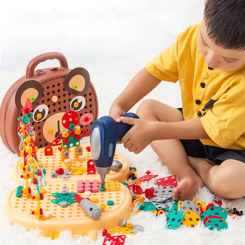 Construction Toy Set with Electric Drill Case