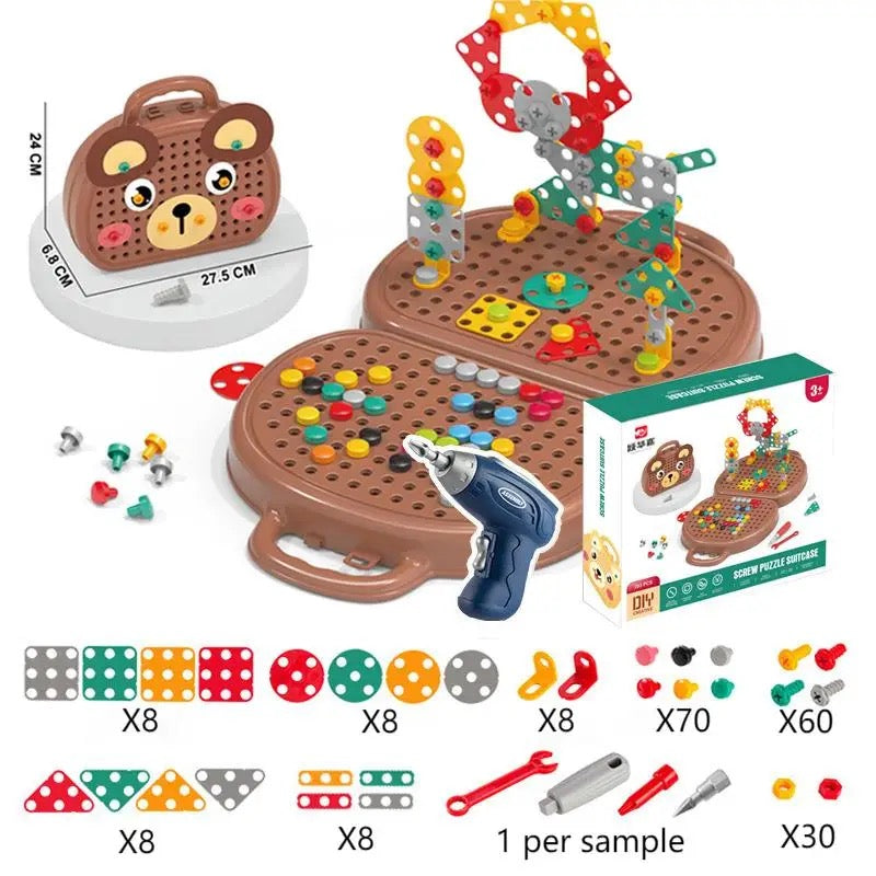 Construction Toy Set with Electric Drill Case