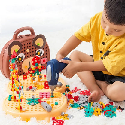Construction Toy Set with Electric Drill Case